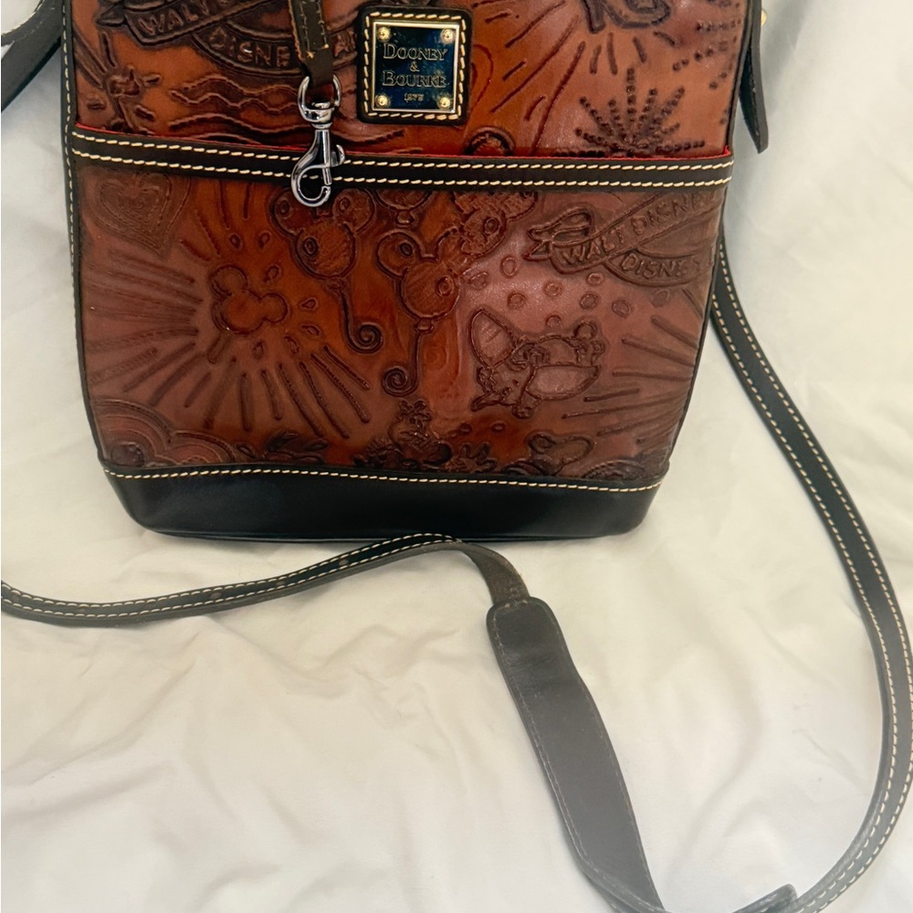 Dooney & Bourke Embossed Brown Leather Crossbody Bag Disney Collection